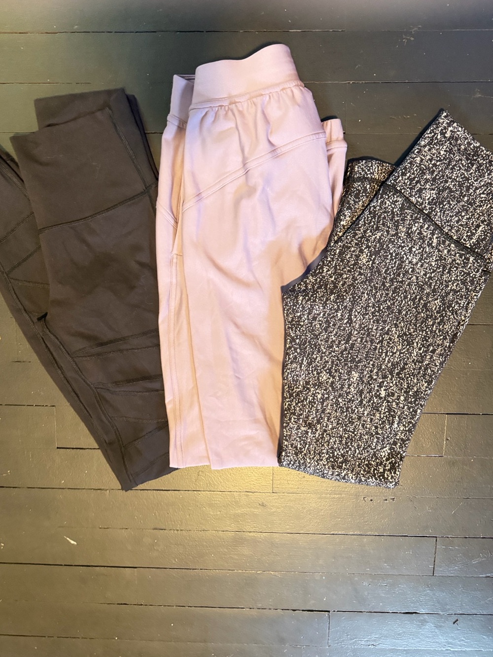 lululemon athletica Three-Pack High-Rise Leggings in Pink, Black & Speckled Gray